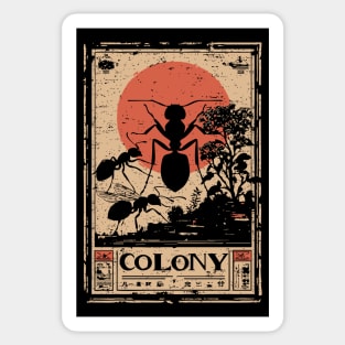 Ant Colony Japanese Vintage Poster Sticker